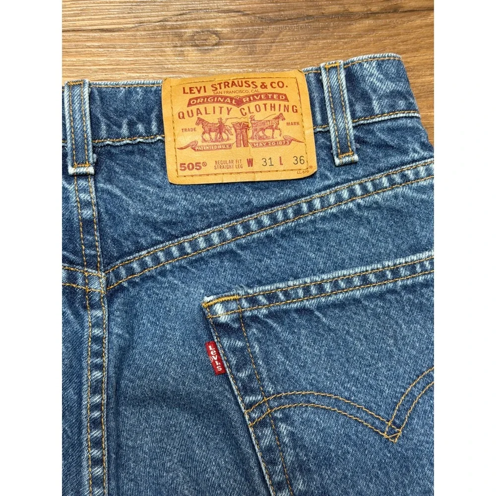 VTG 90s Levis 505 Regular Fit Straight Leg Jeans Mens Blue Denim Sz 31x36